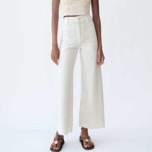 Zara White High Waisted Sailor Straight Jeans